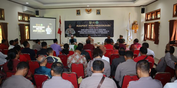 Kapolres Tabanan Pimpin Rakor Dalam Rangka Pengamanan Hari Raya Nyepi Saka 1945 Dan Bulan Suci Ramadhan 1444 H