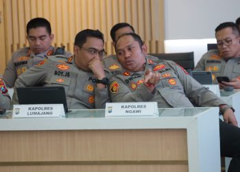 Anev Kamtibmas, Kapolres Ngawi Mengikuti Vidcon bersama Kapolri