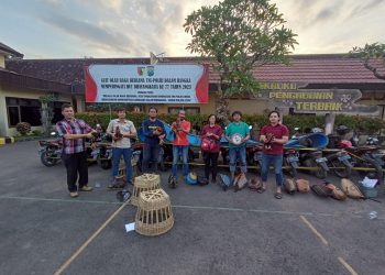 Polres Kediri Kota Gerebek Judi Sabung Ayam, Belasan Ayam Petarung Diamankan