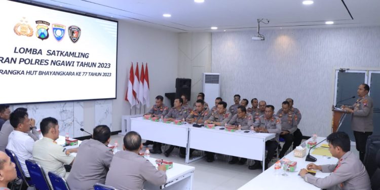 Menyambut HUT Bhayangkara Ke – 77 , Kapolres Ngawi Pimpin Rapat Kesiapan Berbagai Perlombaan.