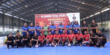 Sambut Hari Bhayangkara ke-77, Polres Ngawi Friendly Match Futsal Bersama Wartawan