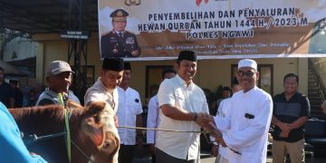 Hari Bhayangkara ke-77, Polres Ngawi Salurkan 36 Hewan Qurban dalam Idul Adha 1444 H tahun 2023