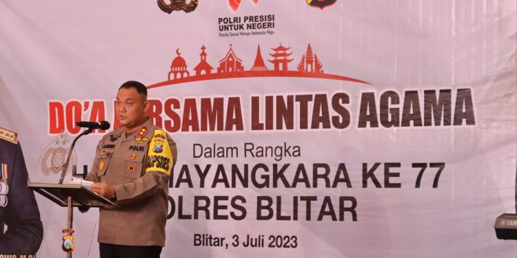 Toleransi Nyata Polri, Polres Blitar Laksanakan Doa Lintas Agama Di HUT Bhayangkara Ke-77