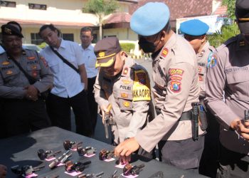 Antisipasi Penyalahgunaan Senpi, Polres Kediri Kota Gelar Pengecekan dan pemeriksaan Senpi Organik