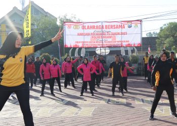 Peringati Hari Jadi Polwan RI ke-75, Polres Ngawi gelar Senam Bersama