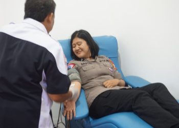 Polwan Ngawi Donor Darah Jelang Hari Jadi ke-75