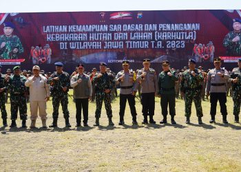 Adm Saradan Hadiri Apel Latgab Kemampuan SAR Yang Digelar Satbrimobda Polda Jatim di Waduk Bening Saradan
