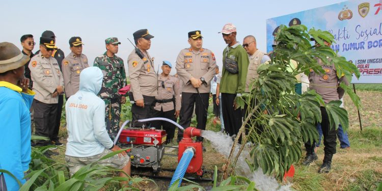 Polri Peduli, Polres Kediri Kota Sediakan Sumur Bor dan Mesin Pompa Air Untuk Kelompok Tani Sido Makmur