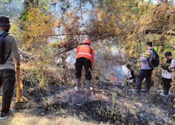 Mendaki Tebing Curam, Petugas Gabungan Polres Kediri Kota Berhasil Padamkan Karhutla di Lereng Gunung Klotok