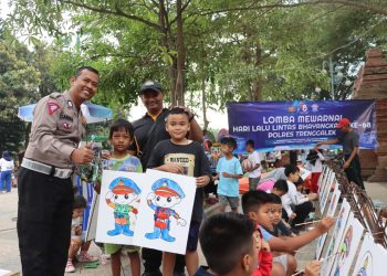 Peringati HUT Ke-68 Lalu Lintas Bhayangkara, Satlantas Trenggalek Gelar Olahraga Bersama dan Lomba Mewarnai