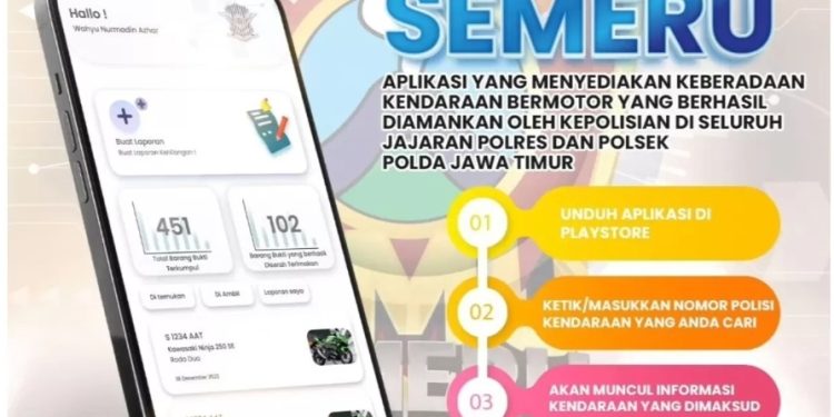 Polres Kediri Kota, Kendaraan Anda Hilang Silakan Cek Di Aplikasi Ilmu Semeru