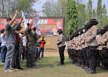 Mengantisipasi Ancaman, Polres Madiun Gelar Latihan Simulasi Pengamanan Pemilu