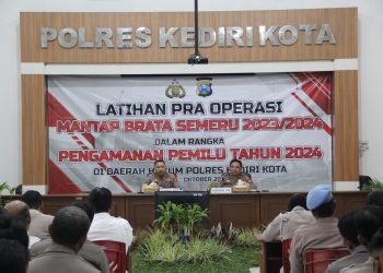Gelar Latpra Ops Mantap Brata Semeru, Polres Kediri Kota Siap Amankan Pemilu 2024