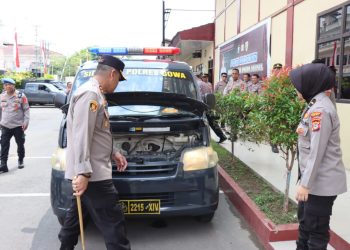 Kapolres Gowa Pengecekan Kendaraan Dinas Menjelang Pemilu 2024