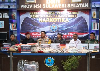 Kasat Narkoba Polres Gowa Hadiri Pemusnahan Barang Bukti Narkotika di BNNP Sulsel