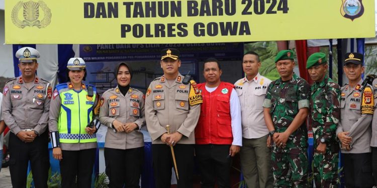 Kapolres Gowa Bersama PJU Cek Pos Pengamanan Operasi Lilin-2023