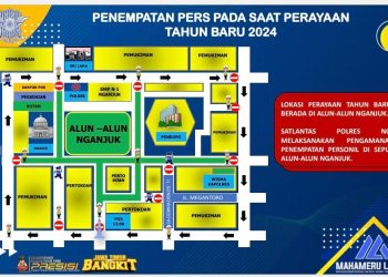 Polres Nganjuk Lakukan Rekayasa Arus Lalu Lintas Seputar Alun-Alun Selama Malam Pergantian Tahun Baru 2024