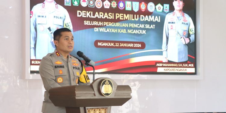 Deklasari Pemilu Damai Kelompok Perguruan Silat di Nganjuk, Kapolres : Polres Nganjuk Siap Mendukung
