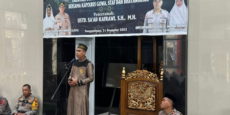 Polres Gowa Gelar Tausyiah dan Do’a Akhir Tahun untuk Kedamaian dan Keselamatan
