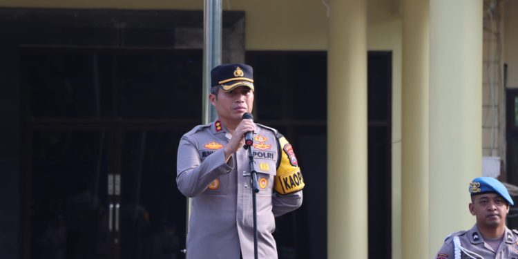 Polres Nganjuk Gelar Apel Kesiapan Pengamanan Kampanye Capres, Kapolres : Jangan Ada Kesalahan dan Jaga Netralitas