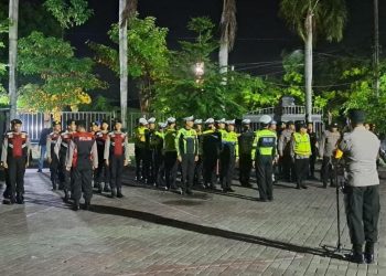 Gelar Patroli Skala Besar, Polres Nganjuk Menjaga Kamtibmas Tetap Aman Kondusif pada tahapan Pemilu 2024.