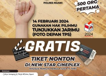 Gratis, 500 Tiket Nonton Film Bagi Pemilih Pemula dari Kapolres Ngawi