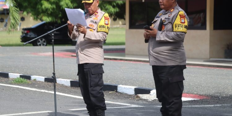 Jaga Stabilitas Kamtibmas Yang Kondusif,Wakapolres Wajo Pimpin Apel Pengecekan Kesiapan Pemilu 2024.