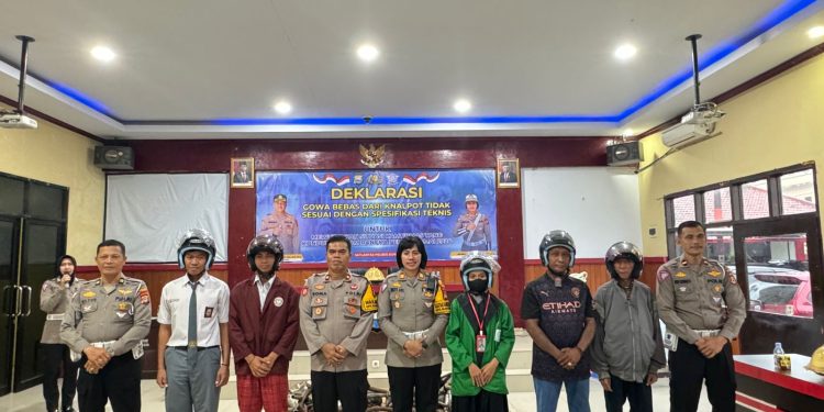 Satuan Lalulintas Polres Gowa Deklarasi Gowa Bebas Dari Knalpot Tidak Sesuai Spesifikasi Teknis untuk Pemilu Damai 2024