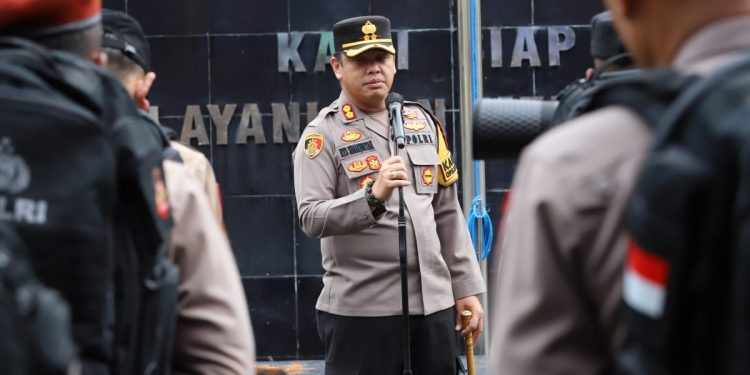 Kapolres Gowa Pimpin Apel Penerimaan BKO Polda Sulsel untuk Pengamanan TPS Pemilu 2024