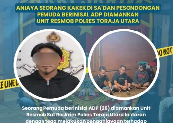 *Aniaya Seorang Kakek, Seorang Pemuda Di Sa’dan Pesondongan Diamankan Resmob Polres Toraja Utara*