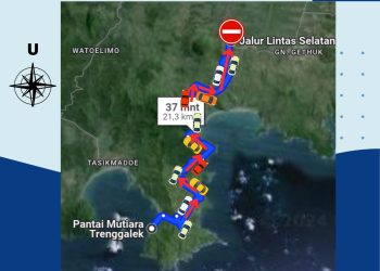 *ANTISIPASI KEMACETAN DI WILAYAH JLS, SATLANTAS POLRES TULUNGAGUNG MENERAPKAN SISTEM “ONE WAY” DI RUAS JLS*