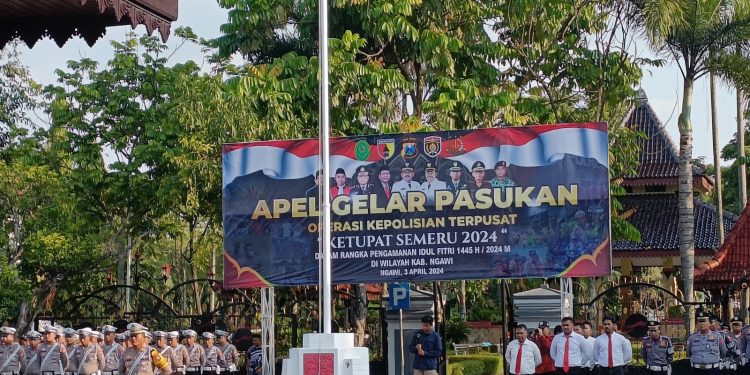 Apel Gelar Pasukan Ops Ketupat Semeru 2024,  Dilaksanakan di Halaman Pendopo Kabupaten Ngawi