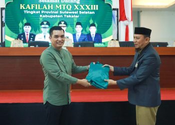 Pj. Bupati di dampingi Pj. Ketua TP. PKK Takalar terima Rombongan Kafilah MTQ ke XXXIII Tk. Prov. Sulsel