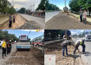 Jelang Pembukaan MTQ Ke XXXIII, Pj. Bupati Takalar Pantau Pengaspalan Bahu Jalan Poros Takalar