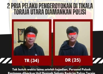 Respon Cepat, 2 Pria Pelaku Pengeroyokan di Tikala Toraja Utara Diamankan Polisi