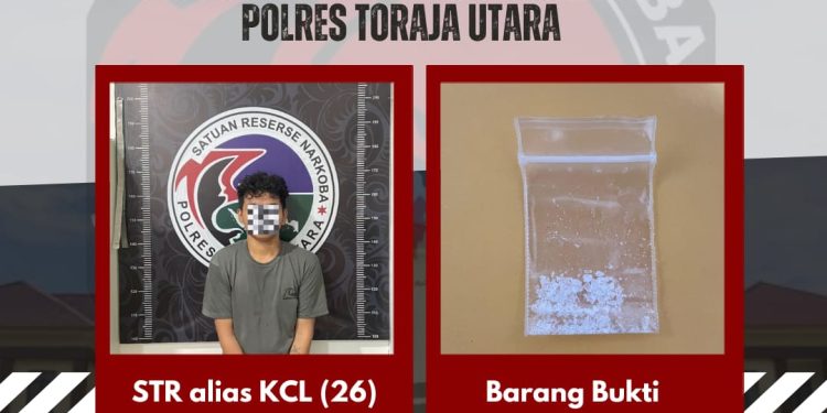 Kuasai Sabu, Seorang Pria Berinisial STR alias KCL Diamankan Satresnarkoba Polres Toraja Utara di GOR