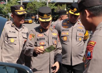 Polres Nganjuk Bersama Rolog Polda Jatim Lakukan Pengecekan Kesiapan Kendaraan Dinas dan Alat material khusus