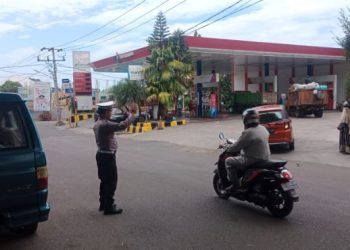 Patroli Unit Turjawali Sat Lantas Polres Parepare di SPBU Kota Parepare