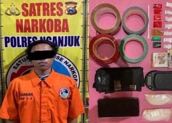 Satresnarkoba Polres Nganjuk Bekuk Pengedar Sabu di Sawahan, Amankan Barang Bukti 3,69 Gram