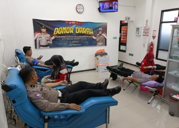 Peduli Sesama, Satlantas Polres Ngawi Gelar Donor Darah