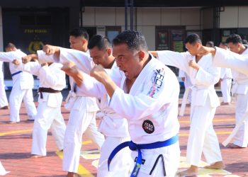 Tingkatkan Kemampuan Personel, Polres Ngawi Rutin Latihan Beladiri Polri