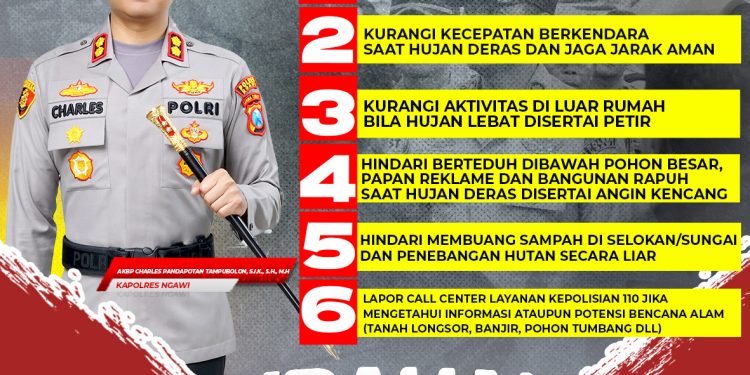 Kapolres Ngawi Imbau Warga Waspada di Musim Penghujan