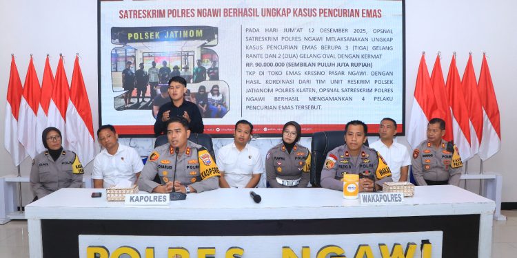 Polres Ngawi Ungkap Pencurian Emas Senilai Rp 90 Juta, Empat Pelaku diamankan
