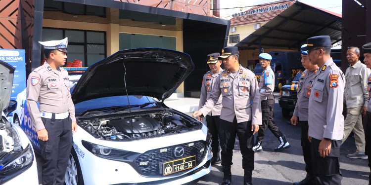 Dukung Ops Ketupat Semeru 2026, Polres Ngawi Laksanakan Pengecekan Kendaraan Dinas