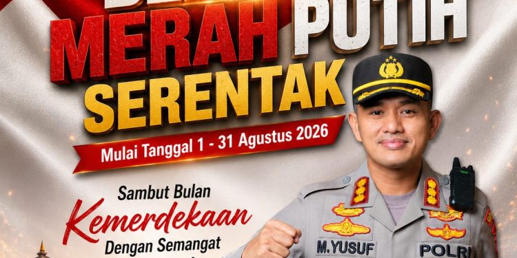 Semarak HUT ke-81 RI, Kapolresta Gowa Ajak Masyarakat Kibarkan Bendera Merah Putih
