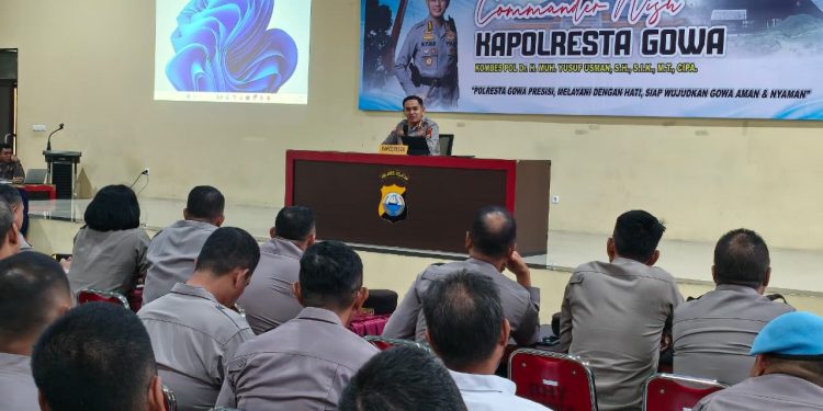 Kapolresta Gowa Sampaikan Sembilan Commander Wish sebagai Pedoman Kinerja Seluruh Personel